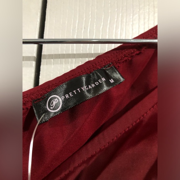 PRETTYGARDEN Satin Dress One Shoulder Sleeveless Ruched Twist Dress - Picture 8 of 11